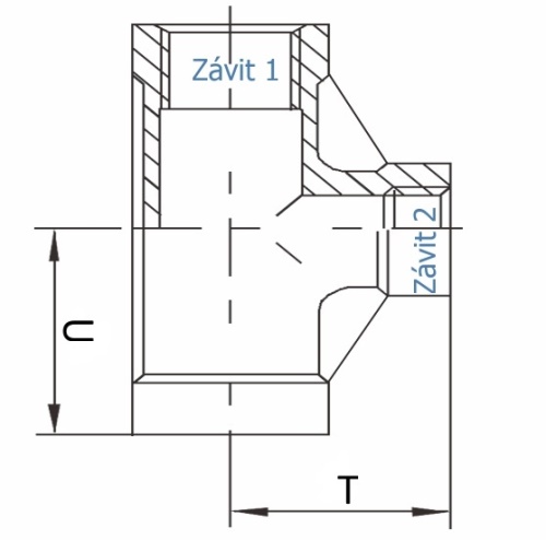 T-kus redukovaný - 1.4401: 2"-1/2" 