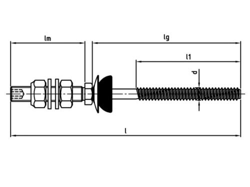 Upevňovač sol. panelů, čípek, L=276mm, těsnění FZD Ø25mm: 8,0x200/70