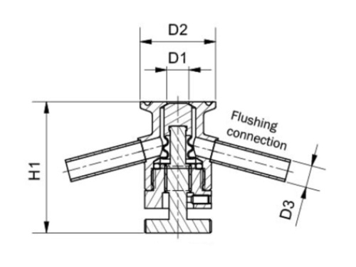 Ventil vzorkovací - AWH - 1.4404: DN 10/TC 34mm, s přípojkou                    
