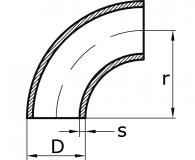 Koleno bezeš. 90°-EN 10253-4-typ 3-1.4571: 48,3x3,2