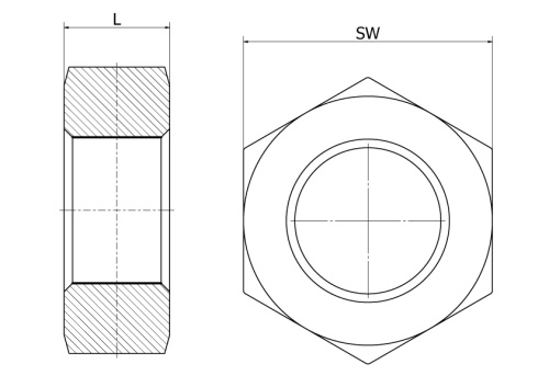 Šestihranná matice, 1.4408, ISO 228-1G, BSP, 1"