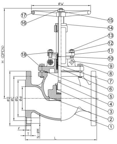 Ventil přírubový - VT-GLF - 1.4408: DN 65