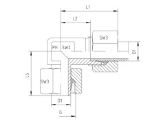 Otočné koleno 90°, BSP vni/vni, PN160: 22 x M 30 x 2