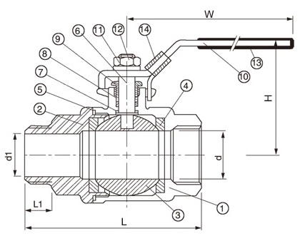 Kohout kulový – typ 300FI – 1.4408: 1/4"