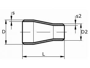 Redukce bezeš.-EN 10253-4/A-1.4571: 88,9/76,1x3,2/2,9