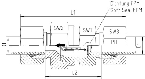 Zpětný ventil se zářeznými kroužky, PN250: 15