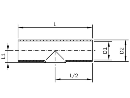 T-kus varný-DIN 11852-kovově lesklý-1.4404: 129x2