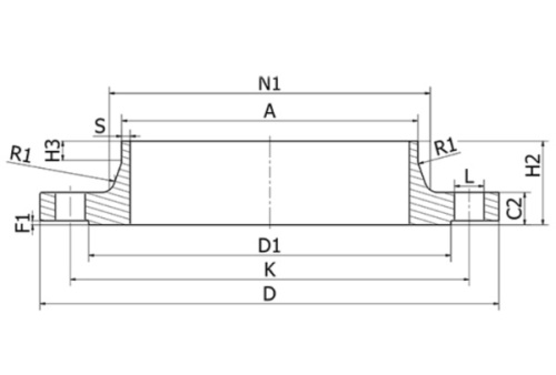 Krková příruba, 1.4404, EN-1092 11 B1, PN6, DN250/273 mm