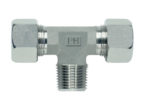 T-spojka zářezná s vnějším BSP závitem uprostřed, PN315: 10 x R 1/2" keg