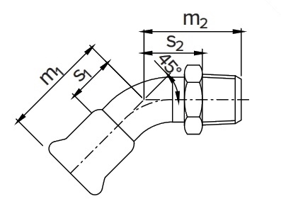 45° MALE ANGLE ADAPTOR D-18-1/2" A316