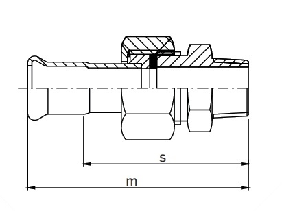 MALE UNION CONNECTOR GAS D-15-3/4" A316