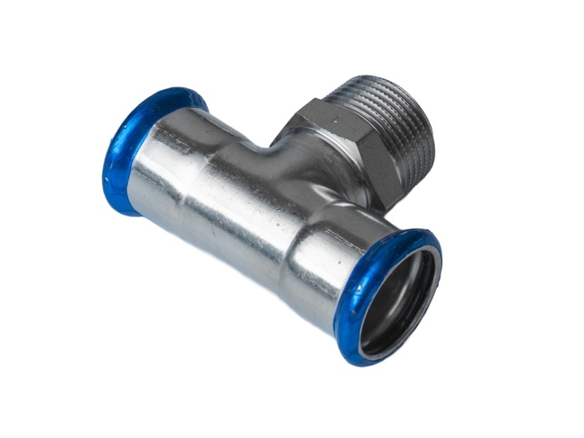 Nerezový T-kus PREX lisovací s vnějším závitem 42×R1 1/2 316L