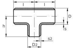 T-kus redukovaný - 1.4571: 76,1x2,3 / 60,3x2,0