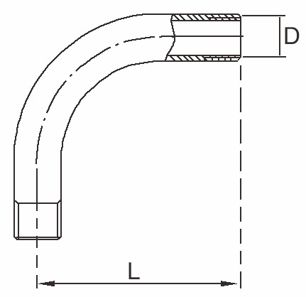 Oblouk - typ 305 - 1.4401: 3/8" 