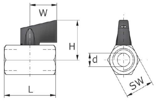 Kohout kulový - MINI - 1.4408: 1/4"