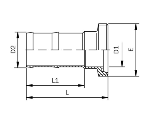 Hadicový nást. se záv. hrdlem-DIN 11854-leštěný-1.4404: DN 65/69mm