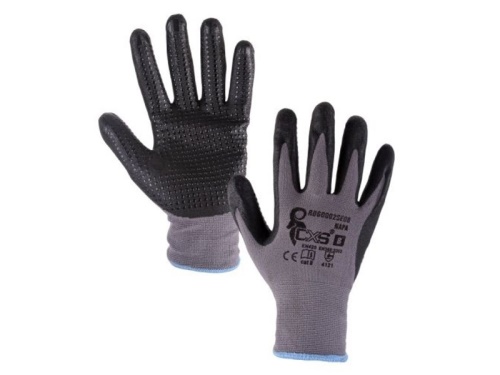 Rukavice NAPA, máčené v nitrilu, šedo-černé, vel. 10 b1/12/240