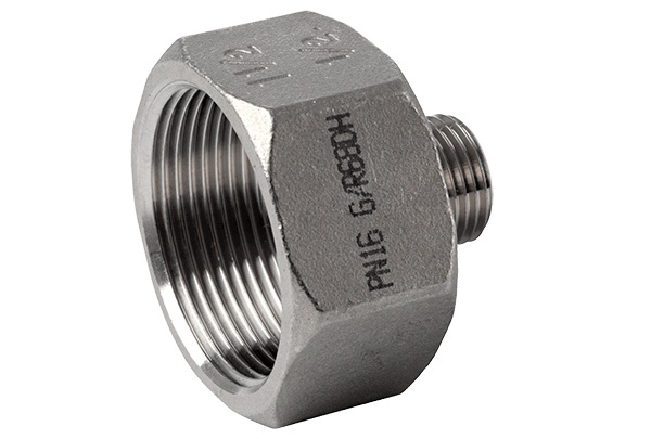 Neg.redukce, 1.4408, ISO 7-1R / ISO 228-1G, šestihranná, 1/4", BSP, 1/2"x1/4"