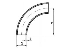 Koleno svařované 90°-EN 10253-typ 5-1.4301: 88,9 x 2,0 