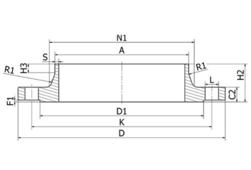 Krková příruba, 1.4571, EN-1092 11 B1, PN40, DN250/273 mm