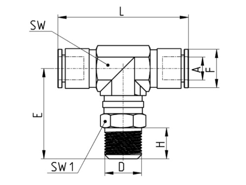 T-přípojka F/G/F, typ X6430, 316L, SUPER-RAPID: 4-1/8