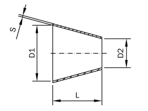 Redukce centrická-DIN 11852-kovově lesklá-1.4301: DN 100/65