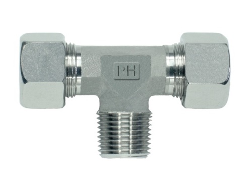 Šroubení T-kus, vnější BSP závit uprostřed, řada LL, PN100: 4mm x R 1/8" keg