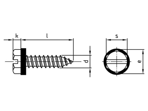 DIN 7976 A2 C 4,2X16 SZ, polyamide-washer 10 mm