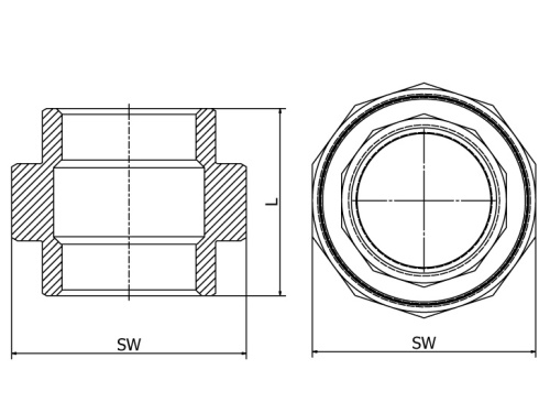 Šroubení F/F PTFE, 1.4408, ISO 228-1G, BSP, 1"