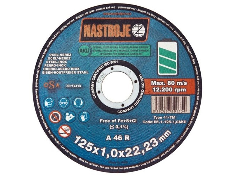 Kotouč řezný - pr. 125: 1,0 AKU                                                 