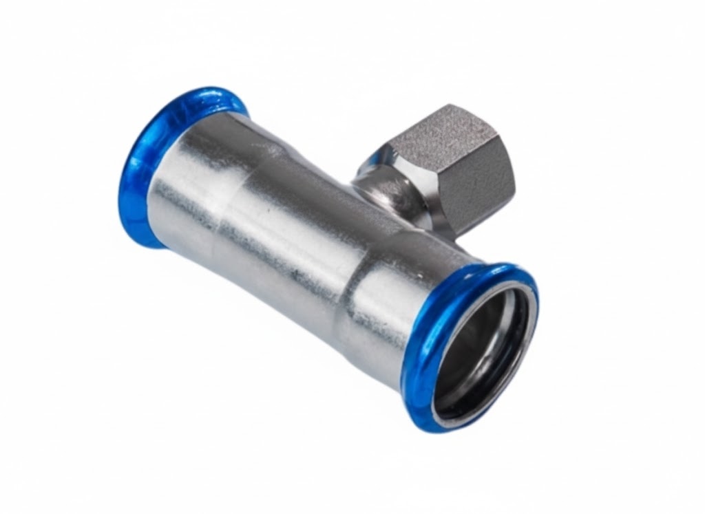 Nerezový T-kus PREX lisovací s vnitřním závitem 28×Rp1/2 316L