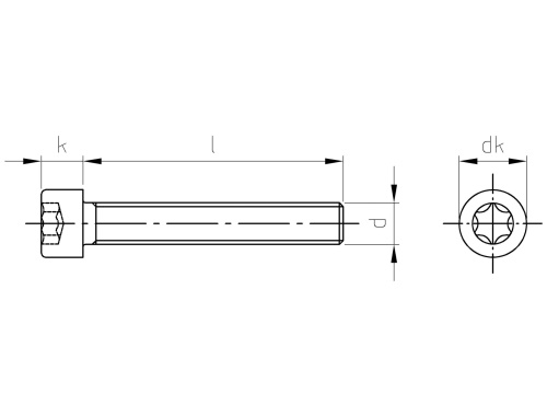 Nerezový šroub ISO 14579 A2 M 8X40/40 TX45