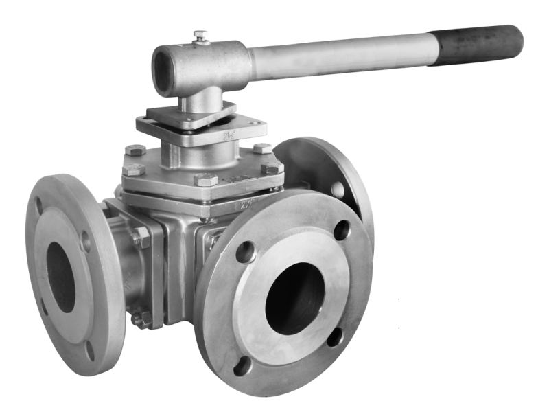 3WAY-F type, DIN PN16, locking device, L port - AISI 316: DN 50                 