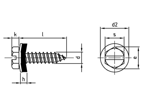 DIN 7976 A2 C 4,2X19 SZ, EPDM-washer 12 mm