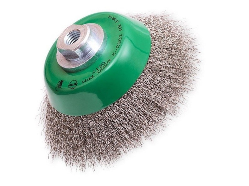 Hrnkový kartáč z vlnitého drátu 0,3mm pr. 120 mm - nerez