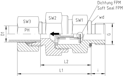 Zpětný ventil, zářezný kroužek / vnější BSP, PN250: 10 x G 1/4"