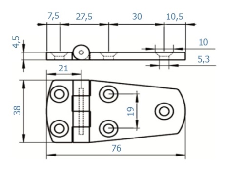 Pant nerezový - AN 8234/A4: 4,5 x 38 x 76