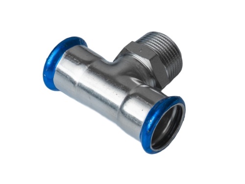 Nerezový T-kus PREX lisovací s vnějším závitem 35xR3/4 316L