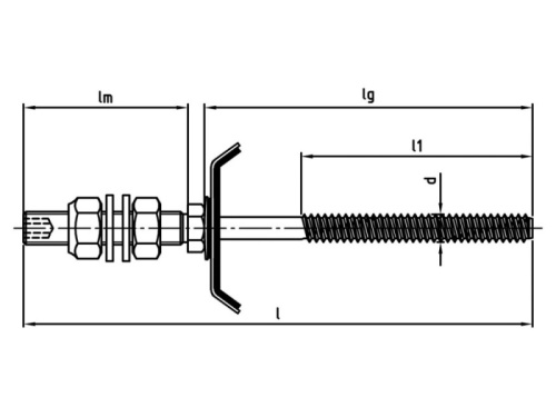 Upevňovač sol. panelů, čípek, L=216mm, těsnící podložka Ø19mm: 8,0x160/50