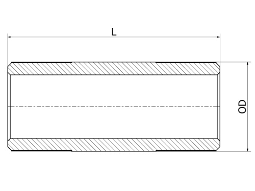 Trubkový dvojnipl, 1.4404, ISO 7-1R, BSP, 1/4"x150mm