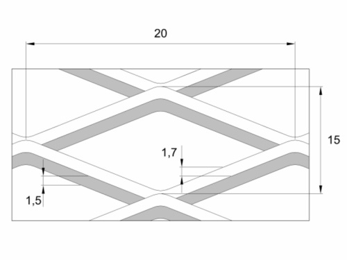 Tahokov 20x15/1,7x1,5 oko čtvercové, válcované, 1000x2000 - nerez 1.4301