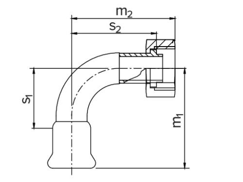 90° F ANGLE ADAPTOR WITH SWIVEL NUT D-18-1/2" A316