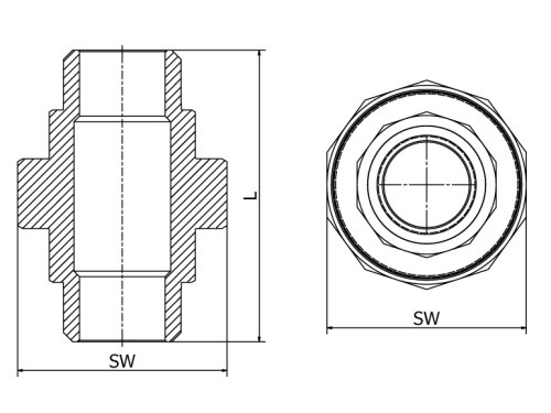 Šroubení M/M PTFE, 1.4408, ISO 7-1R, BSP, 5/4"