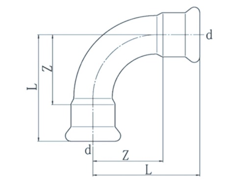 Nerezové koleno PREX 90° lisovací 35 316L
