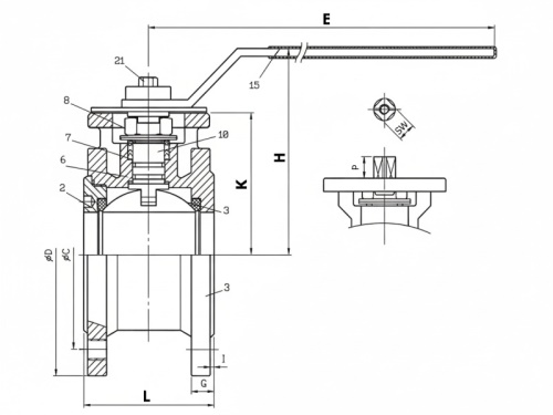 Kohout kulový, 1-dílný, typ 771, PN16, CF8M: DN80