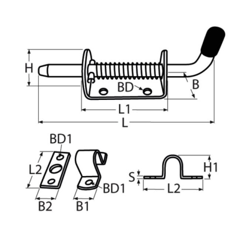Spring latch A2 129mm                                                           