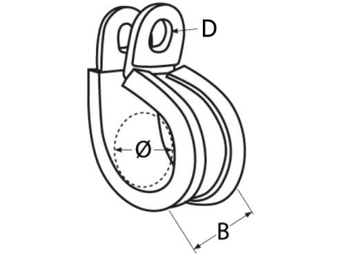 Objímka jednobodová obepínací s gumou, 1.4301: 38