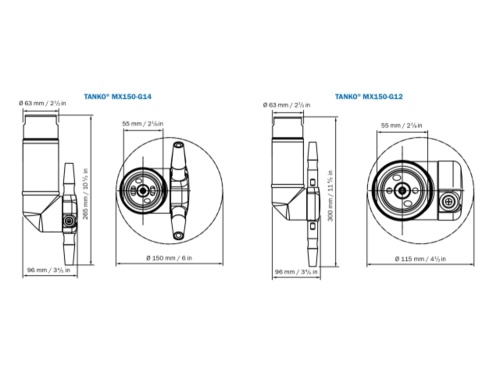 TANKO MX150 G14, 360° orbital, tryska 4x ø7mm, 1.4404: 6/4" BSP