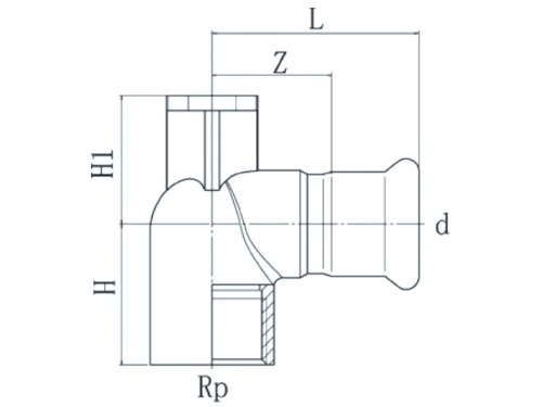 Nerezové koleno PREX 90° adaptér nástěnný dlouhý 15xRp1/2 316L