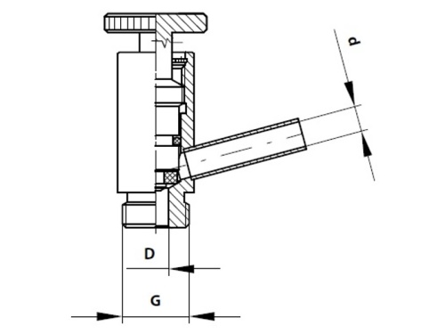 Kohout vzorkovací – úhlový - 1.4301: 1/2"                                       